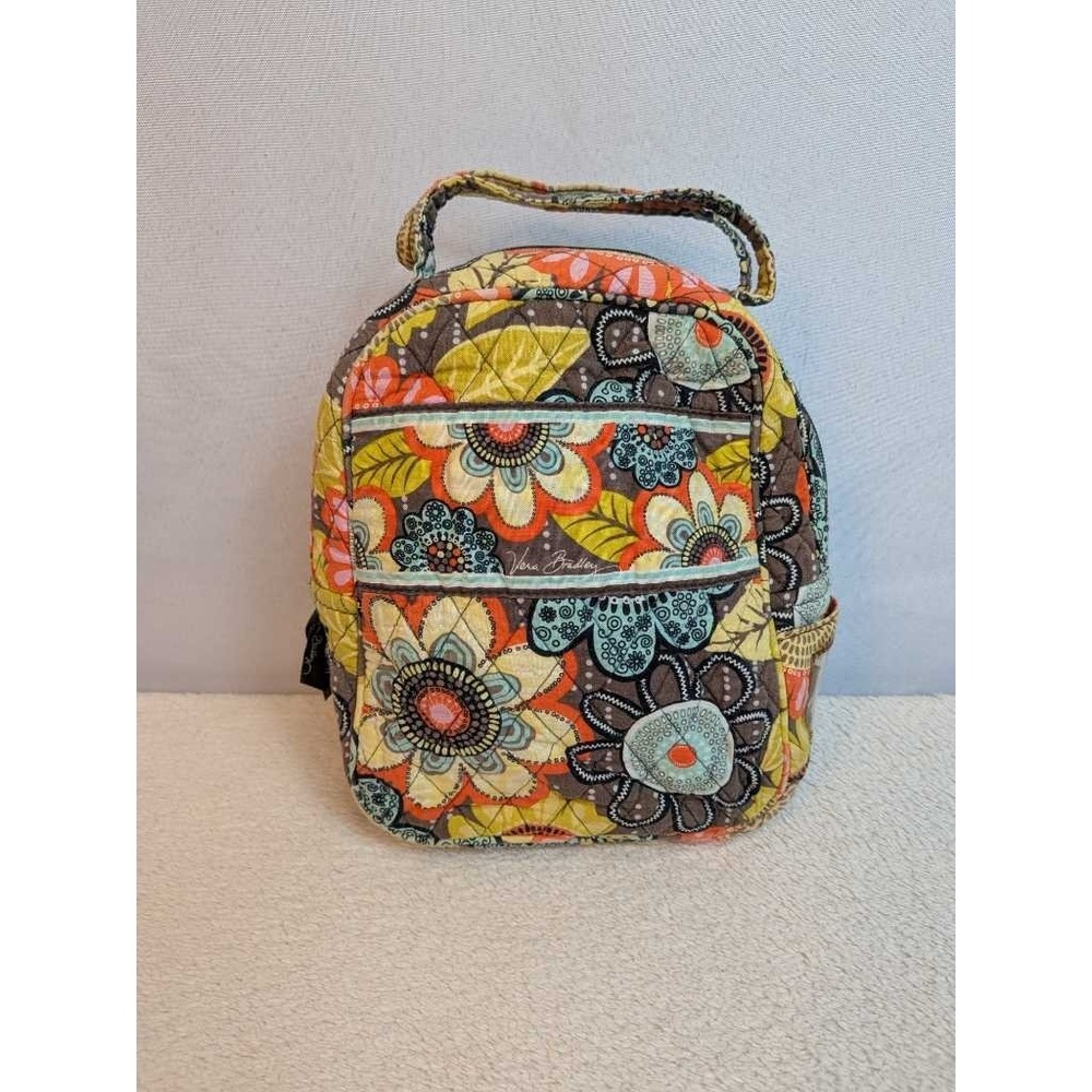 Vera Bradley Quilted Lunch Bag Backpack Colorful Floral Pattern Cosmetic Bag